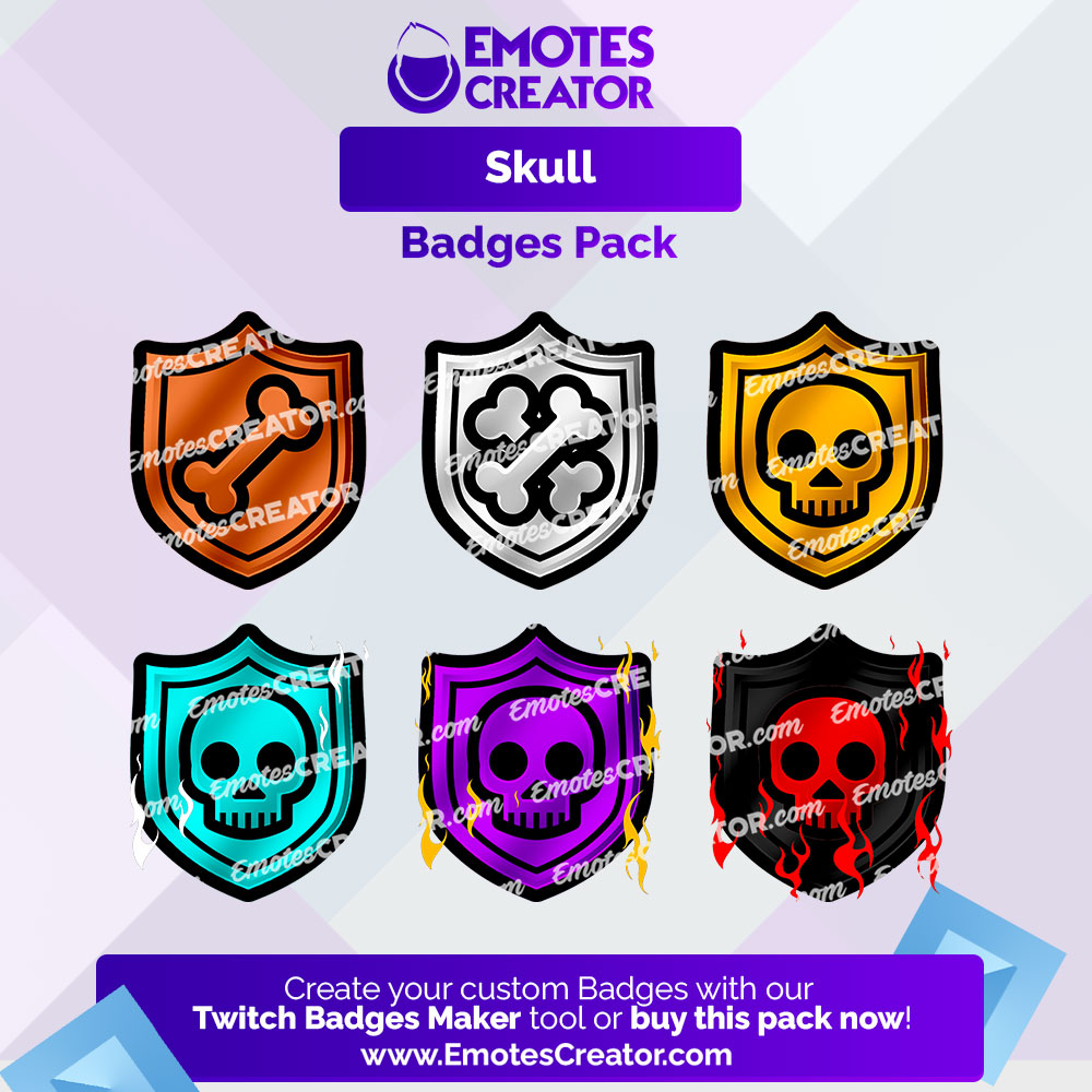 Skulls Twitch Sub Badges - 6 Pack - OWN3D