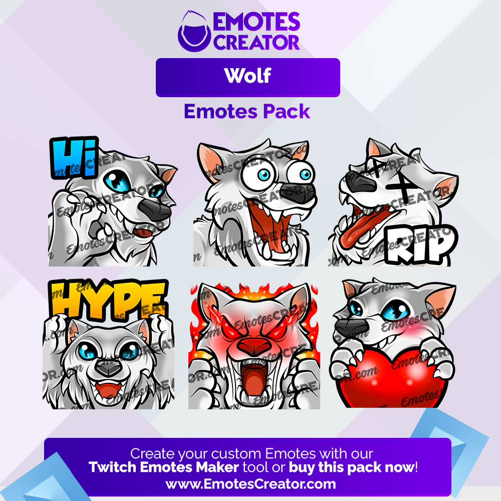 Wolf Twitch Emotes Pack