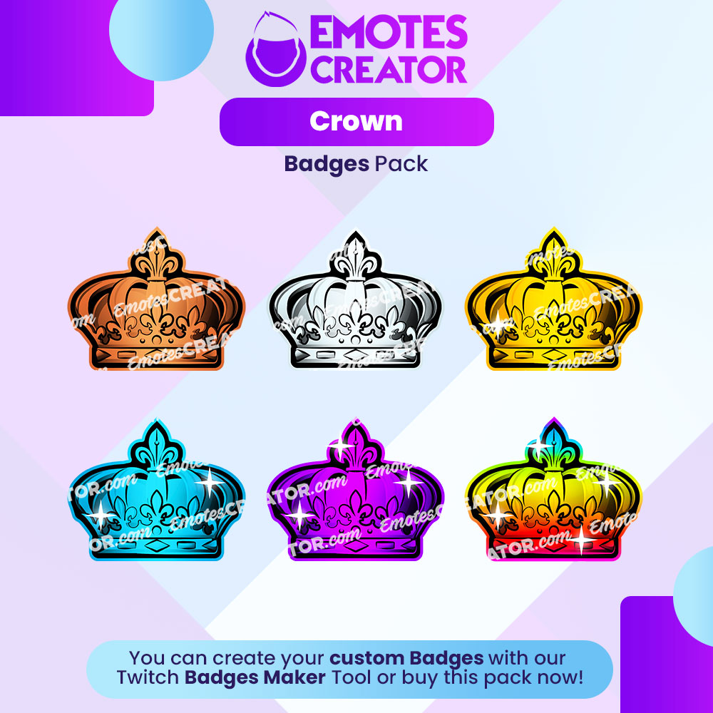 Crown Twitch Sub Badges, Bit Badges