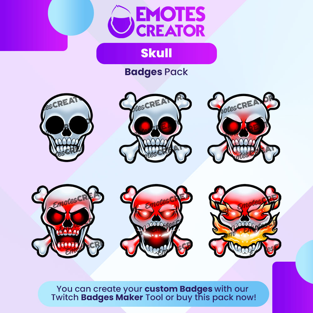 Skulls Twitch Sub Badges - 6 Pack - OWN3D